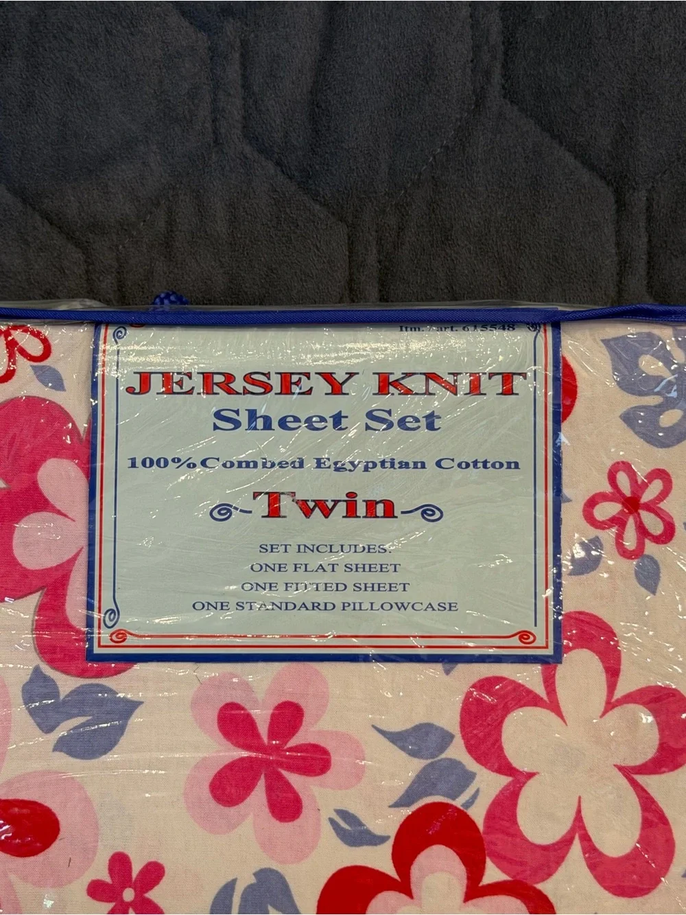 NWT Jersey Knit Twin Sheet Set with Pink & Red Floral Print